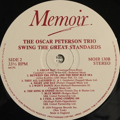 The Oscar Peterson Trio : The Oscar Peterson Trio Swing The Great Standards (LP, Comp)