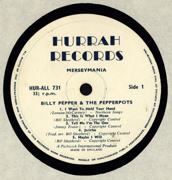 Billy Pepper & The Pepperpots : Merseymania (LP, Album)