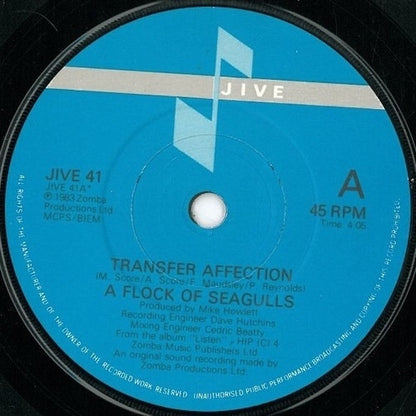 A Flock Of Seagulls : Transfer Affection (7", Single)