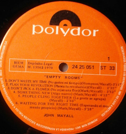 John Mayall : Empty Rooms (Habitaciones Vacias) (LP)