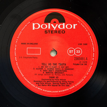 Sham 69 : Tell Us The Truth (LP, Album)