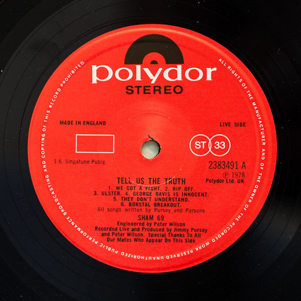 Sham 69 : Tell Us The Truth (LP, Album)