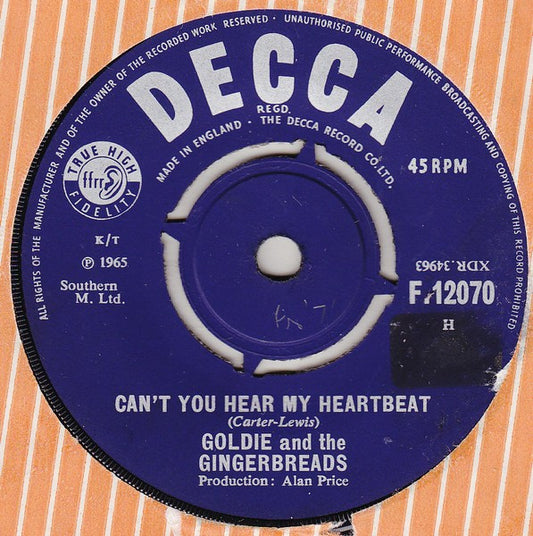 Goldie & The Gingerbreads : Can't You Hear My Heartbeat (7", Single)