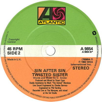 Twisted Sister : I Am (I'm Me) (7", Single, Sol)