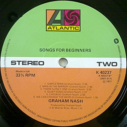 Graham Nash : Songs For Beginners (LP, Album, RE)