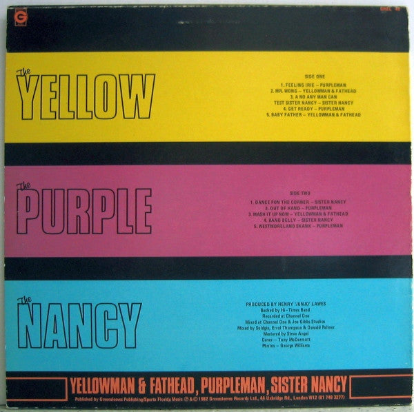 Yellowman & Fathead, Purpleman, Sister Nancy : The Yellow, The Purple, The Nancy (LP, Album)