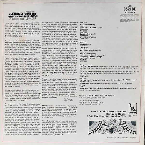 George Smith (4) & The Chicago Blues Band : Blues With A Feeling (A Tribute To Little Walter) (LP, Album)
