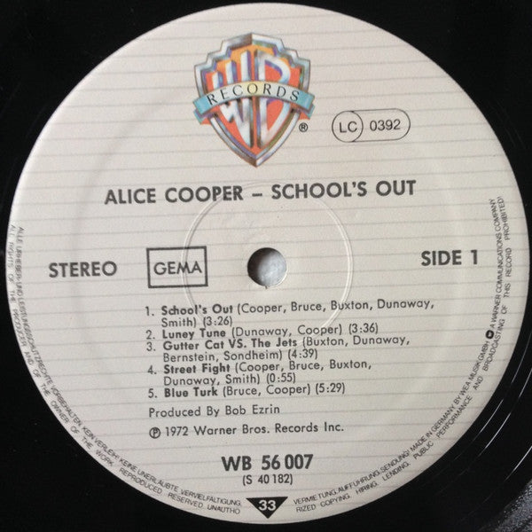 Alice Cooper : School's Out (LP, Album, RE, Gat)