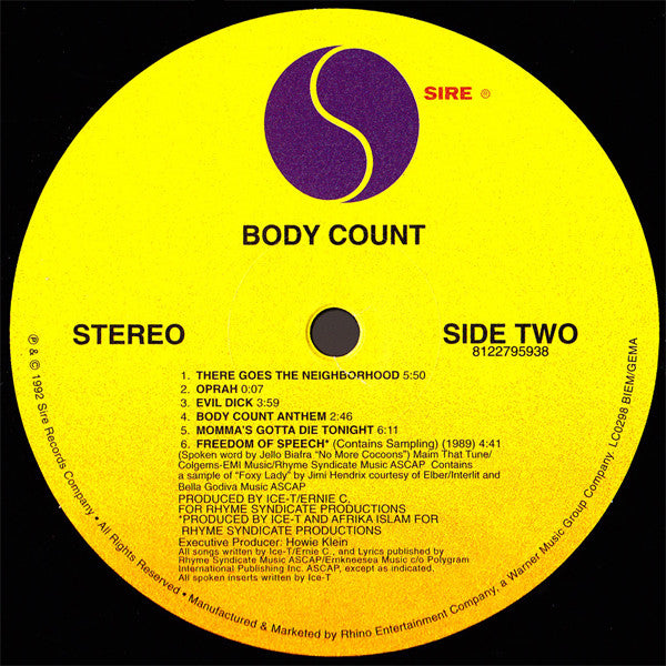 Body Count (2) : Body Count (LP, Album, RE)