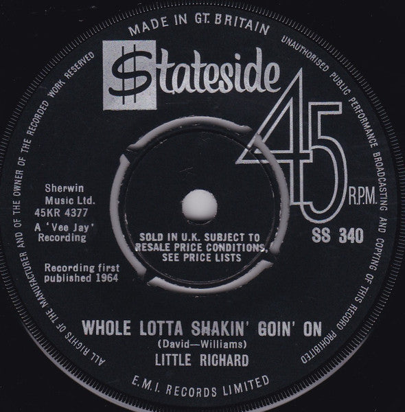 Little Richard : Whole Lotta Shakin' Goin' On (7", Single)