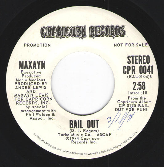 Maxayn : Bail Out  (7", Promo)