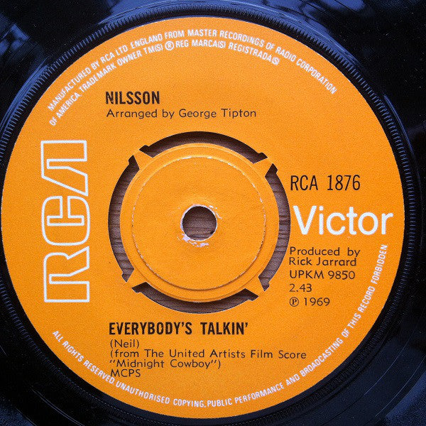 Nilsson* : Everybody's Talkin' (7", Single, Pus)