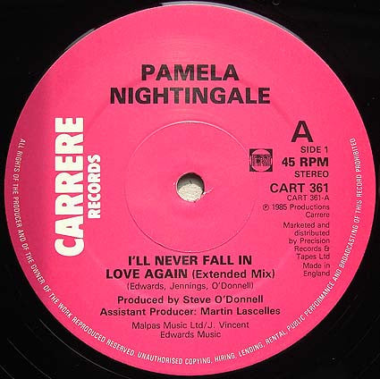Pamela Nightingale : I'll Never Fall In Love Again (12")