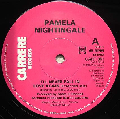 Pamela Nightingale : I'll Never Fall In Love Again (12")