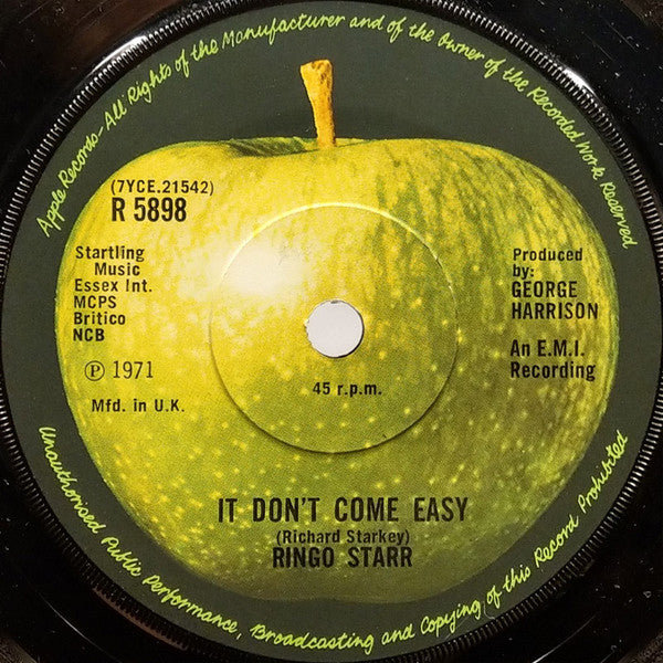 Ringo Starr : It Don't Come Easy (7", Single, Sol)