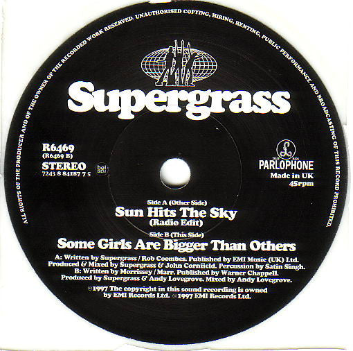 Supergrass : Sun Hits The Sky (7", Single, Ltd, Num, Whi)