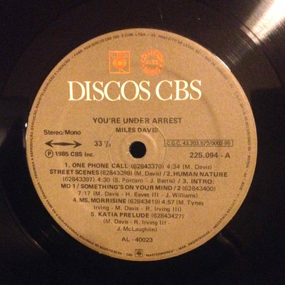 Miles Davis : You're Under Arrest (LP, Album)