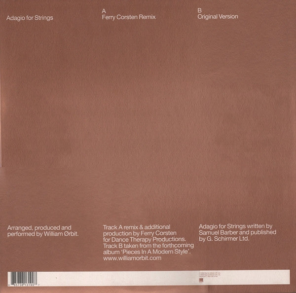 William Ørbit* : Barber's Adagio For Strings (12")