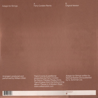 William Ørbit* : Barber's Adagio For Strings (12")