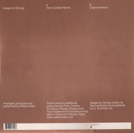 William Ørbit* : Barber's Adagio For Strings (12")