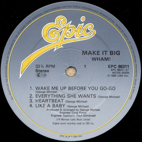 Wham! : Make It Big (LP, Album)