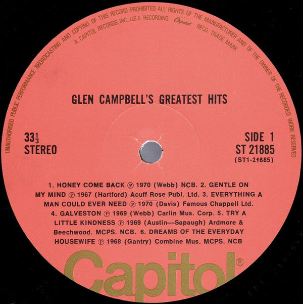 Glen Campbell : Glen Campbells Greatest Hits (LP, Comp, Ora)