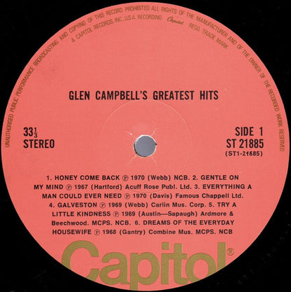 Glen Campbell : Glen Campbells Greatest Hits (LP, Comp, Ora)