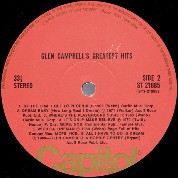 Glen Campbell : Glen Campbells Greatest Hits (LP, Comp, Ora)