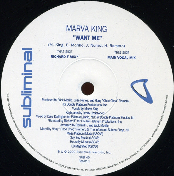 Marva King : Want Me (2x12")