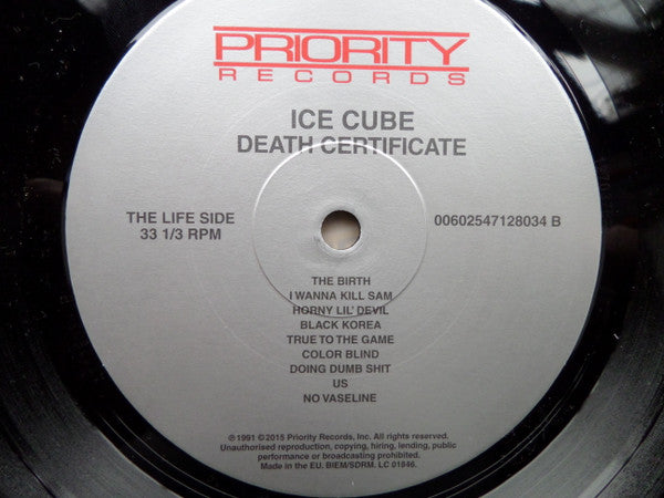 Ice Cube : Death Certificate (LP, Album, RE, 180)