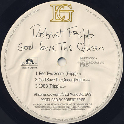 Robert Fripp : God Save The Queen / Under Heavy Manners (LP, Album)