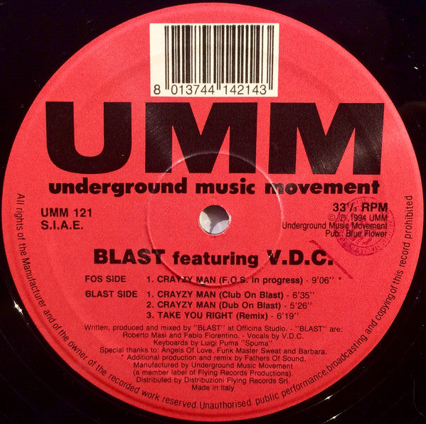 Blast Featuring V.D.C. : Crayzy Man (12")