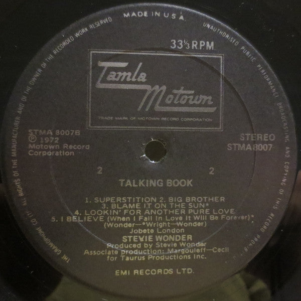 Stevie Wonder : Talking Book (LP, Album, US )