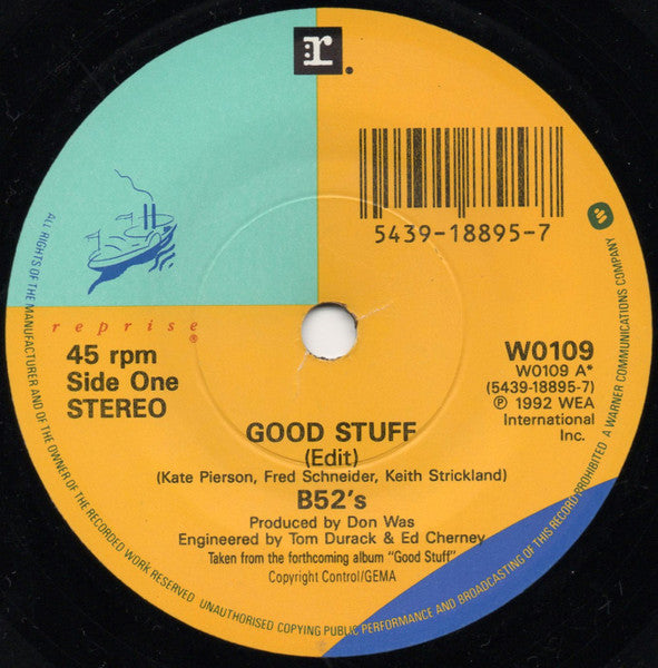 The B-52's : Good Stuff (7", Single, Pap)