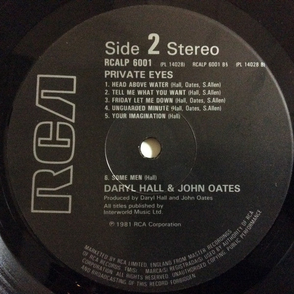 Daryl Hall & John Oates : Private Eyes (LP, Album, RE)