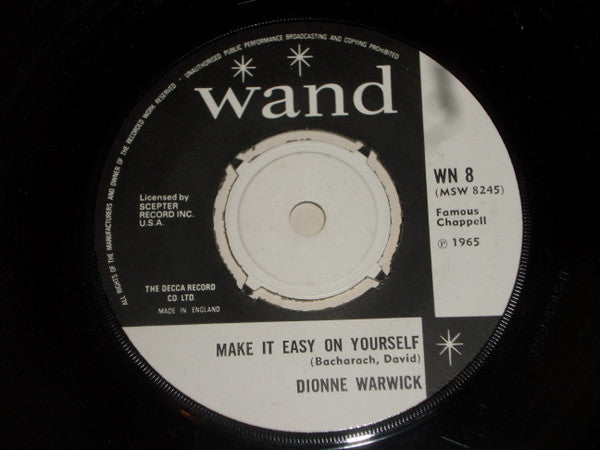 Dionne Warwick : Make It Easy On Yourself / Knowing When To Leave (7", Single)
