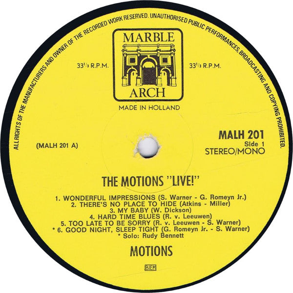 The Motions : Live! (LP, Album)