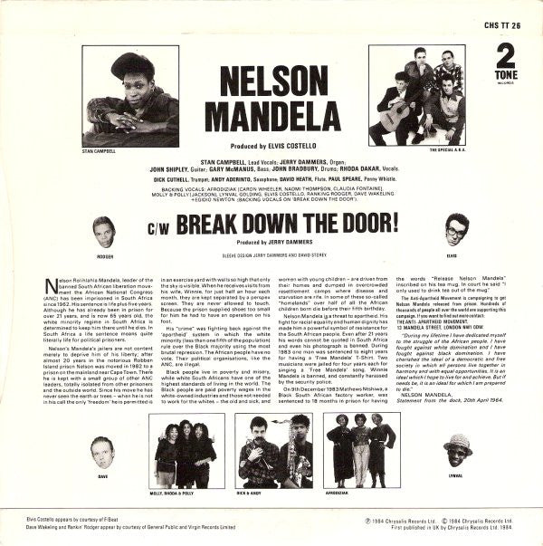 The Special AKA : Nelson Mandela c/w Break Down The Door! (7", Single, Pap)