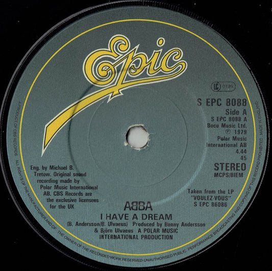 ABBA : I Have A Dream (7", Single)