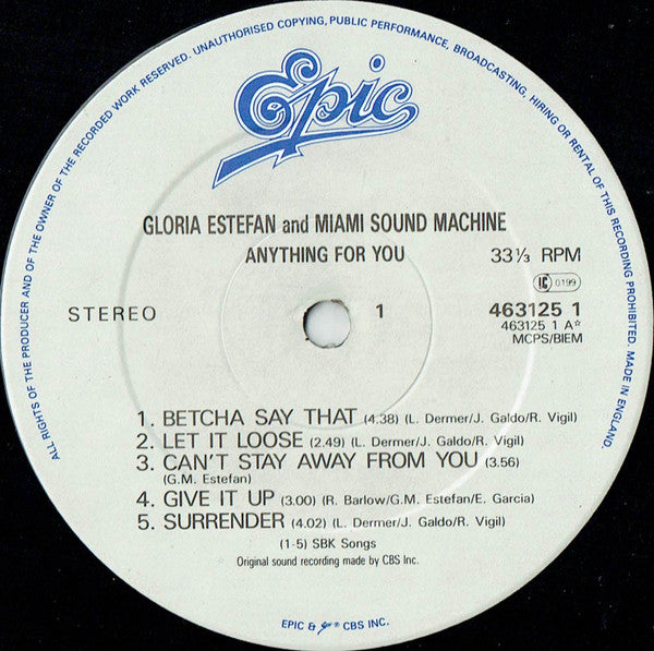 Gloria Estefan And Miami Sound Machine* : Anything For You (LP, Album)