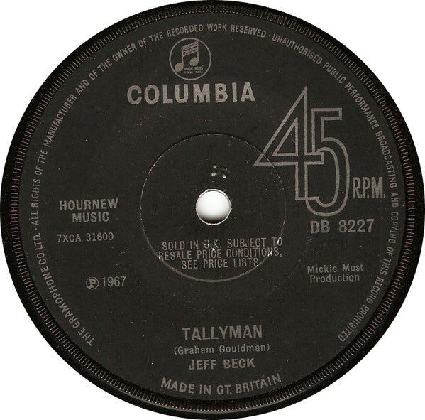 Jeff Beck : Tallyman (7", Single, Sol)