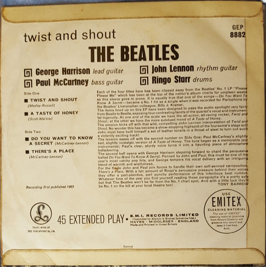 The Beatles : Twist And Shout (7", EP, Mono, RP, Fir)