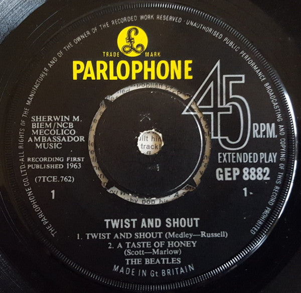 The Beatles : Twist And Shout (7", EP, Mono, RP, Fir)