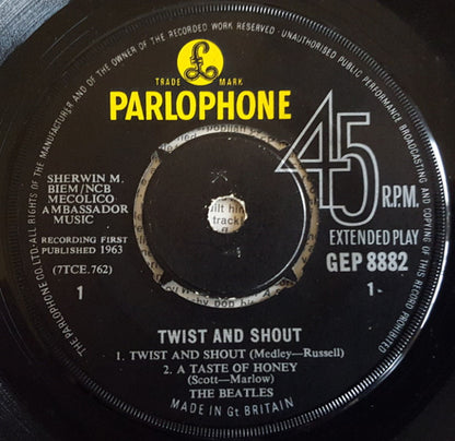 The Beatles : Twist And Shout (7", EP, Mono, RP, Fir)