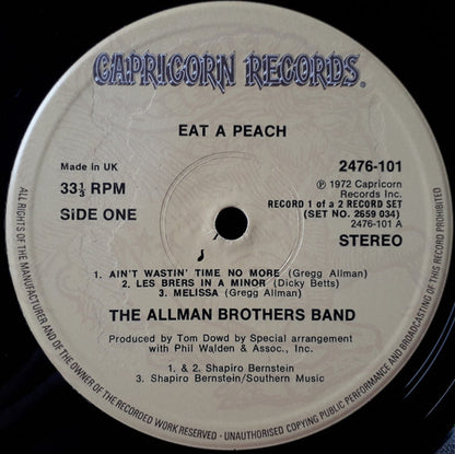 The Allman Brothers Band : Eat A Peach (2xLP, Album, RE, Gat)