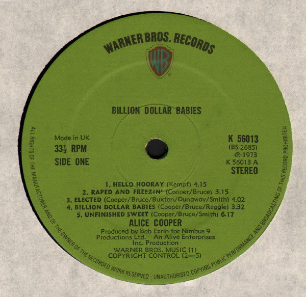 Alice Cooper : Billion Dollar Babies (LP, Album, Gat)