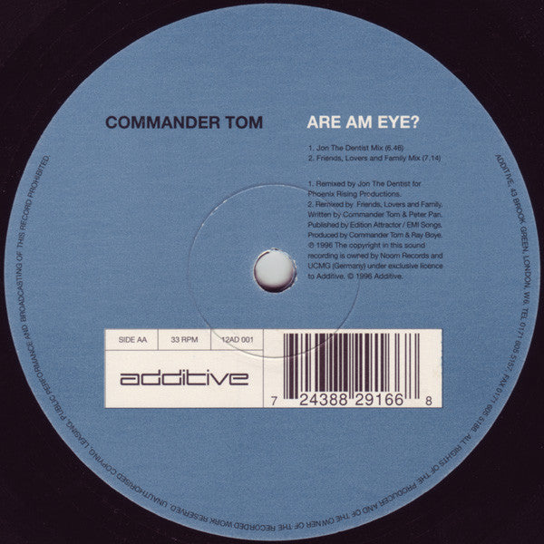Commander Tom : Are Am Eye? (12")
