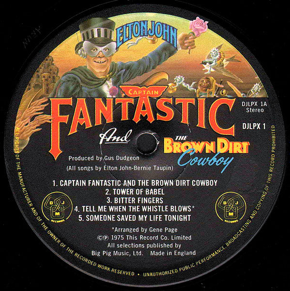 Elton John : Captain Fantastic And The Brown Dirt Cowboy (LP, Album, Gat)