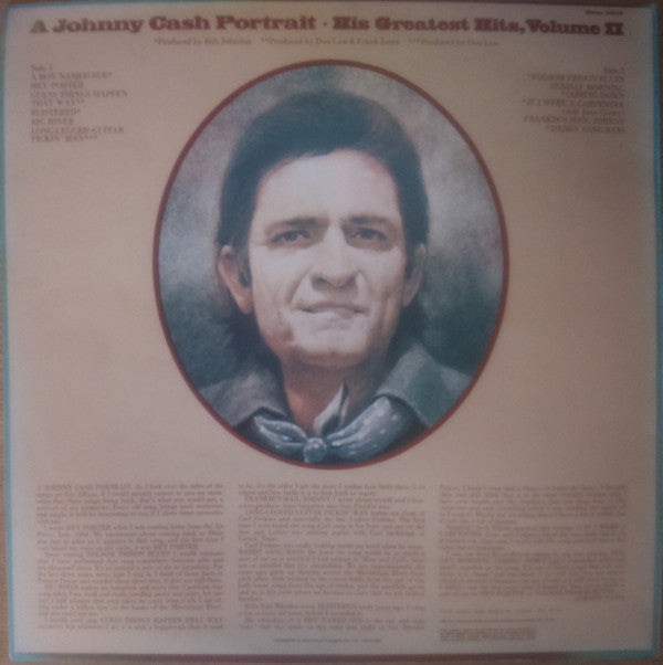 Johnny Cash : A Johnny Cash Portrait, His Greatest Hits, Volume II (LP, Comp, RE)