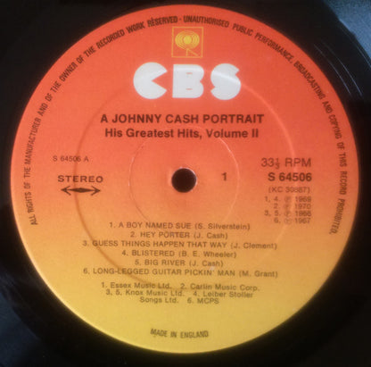 Johnny Cash : A Johnny Cash Portrait, His Greatest Hits, Volume II (LP, Comp, RE)